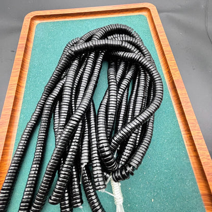 Schwarze Obsidian Heishi Perlen, flache runde Scheiben glatt poliert, Naturstein Abstandshalter für DIY Armbänder Ketten Schmuckherstellung