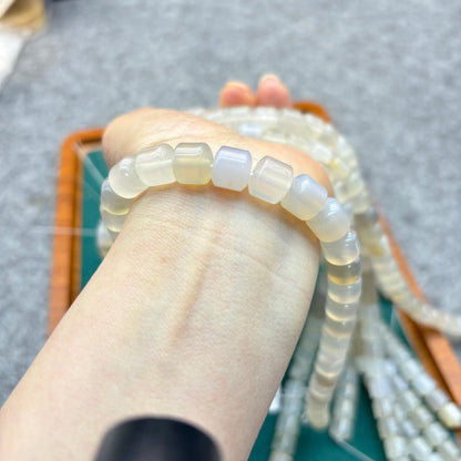 Weiße Achat Heishi Perlen, natürliche Edelsteinrädchen für DIY Schmuck, glänzende Rondelle Perlenstränge für Armbänder & Halsketten