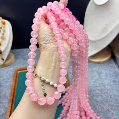 Sanfte rosa Rosenquarz Perlen für DIY-Schmuck – Runde Edelsteinperlen poliert, ideal für Armbänder, Halsketten, romantische Designs