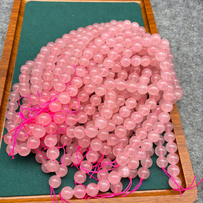 Sanfte rosa Rosenquarz Perlen für DIY-Schmuck – Runde Edelsteinperlen poliert, ideal für Armbänder, Halsketten, romantische Designs