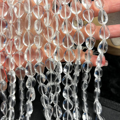 Natürliche klare Quarz-Tropfenperlen – Polierte Kristallperlen für DIY-Schmuck, Ohrringe, Ketten & Armbänder, Tropfenform ca. 11×16mm