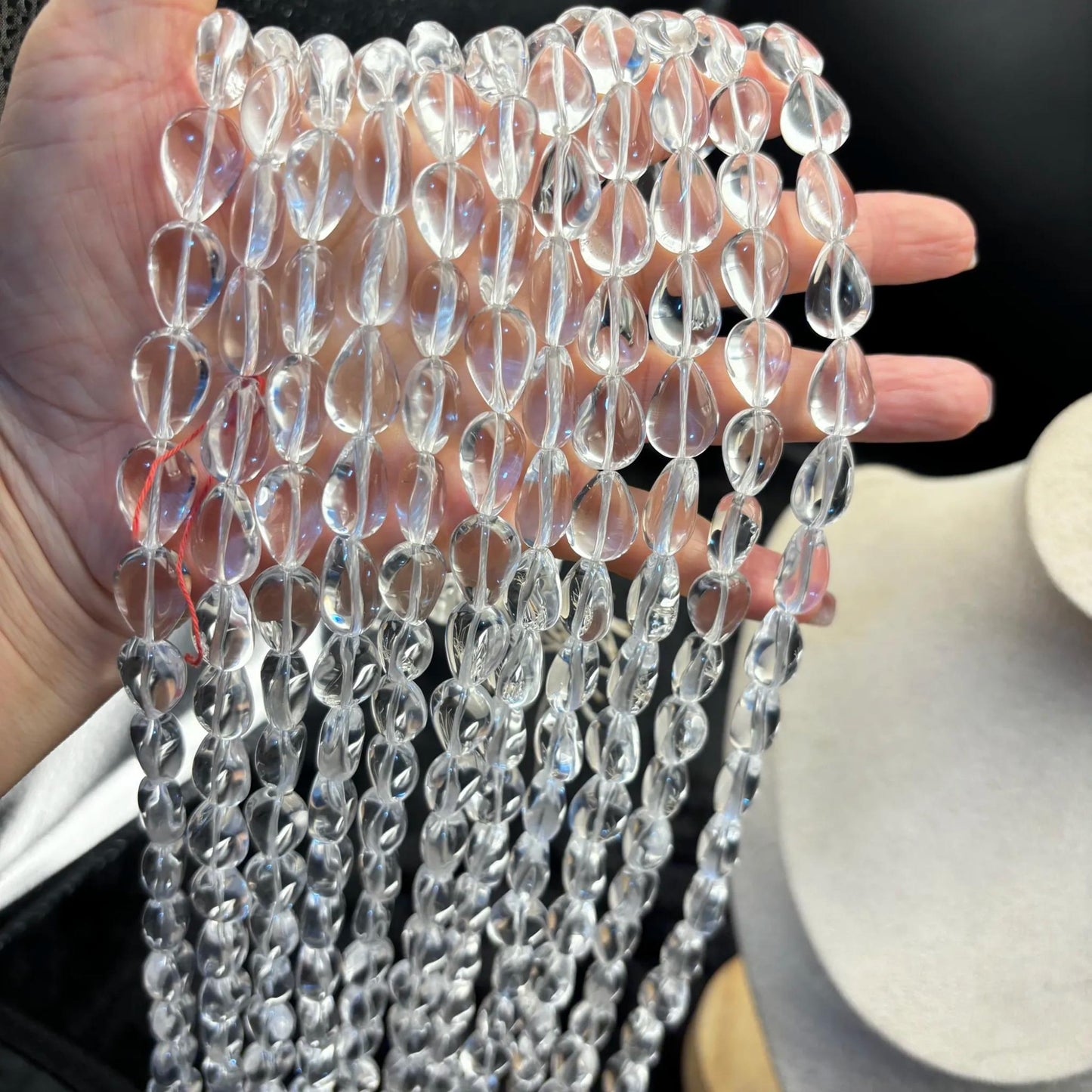 Natürliche klare Quarz-Tropfenperlen – Polierte Kristallperlen für DIY-Schmuck, Ohrringe, Ketten & Armbänder, Tropfenform ca. 11×16mm