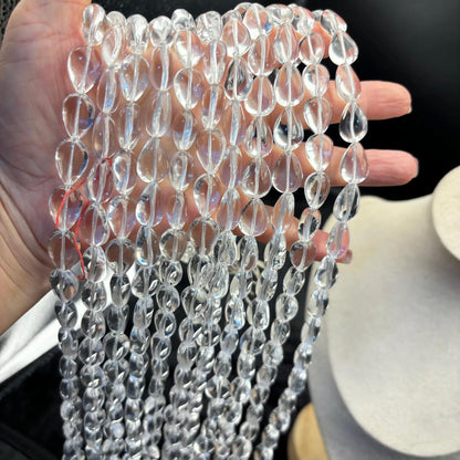 Natürliche klare Quarz-Tropfenperlen – Polierte Kristallperlen für DIY-Schmuck, Ohrringe, Ketten & Armbänder, Tropfenform ca. 11×16mm