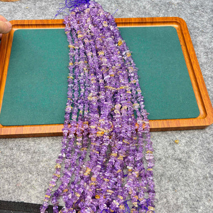 Natürliche Ametrin Chips Perlen, polierte Amethyst Citrin Mix Nuggets, mittig gebohrt, Edelstein Strang für DIY Schmuckherstellung