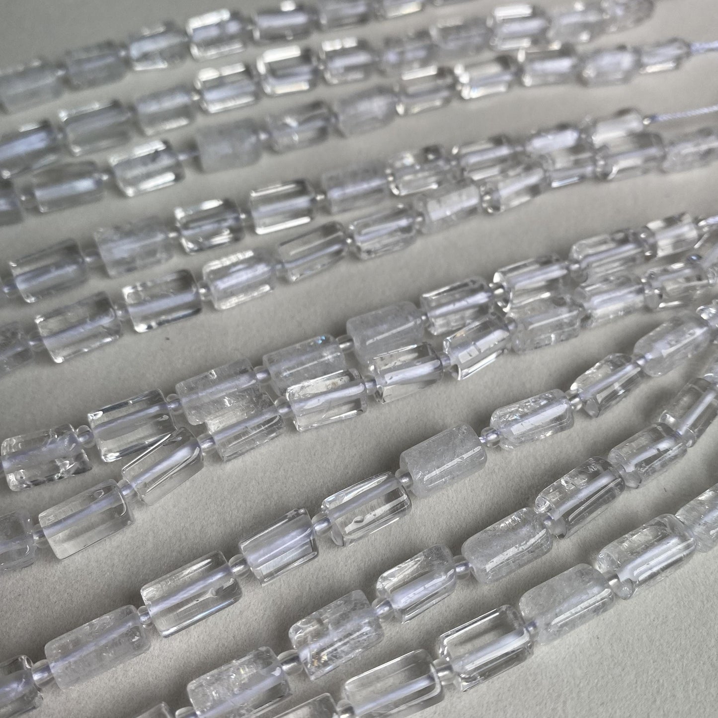 Transparente Kristallperlen 6x10mm, Naturstein Zylinder Perlen für DIY Schmuck, Weißer Quarz Bastelperlen für Armband & Kette