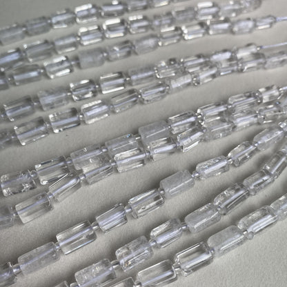 Transparente Kristallperlen 6x10mm, Naturstein Zylinder Perlen für DIY Schmuck, Weißer Quarz Bastelperlen für Armband & Kette