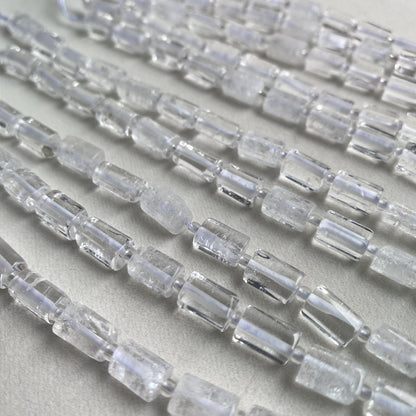 Transparente Kristallperlen 6x10mm, Naturstein Zylinder Perlen für DIY Schmuck, Weißer Quarz Bastelperlen für Armband & Kette