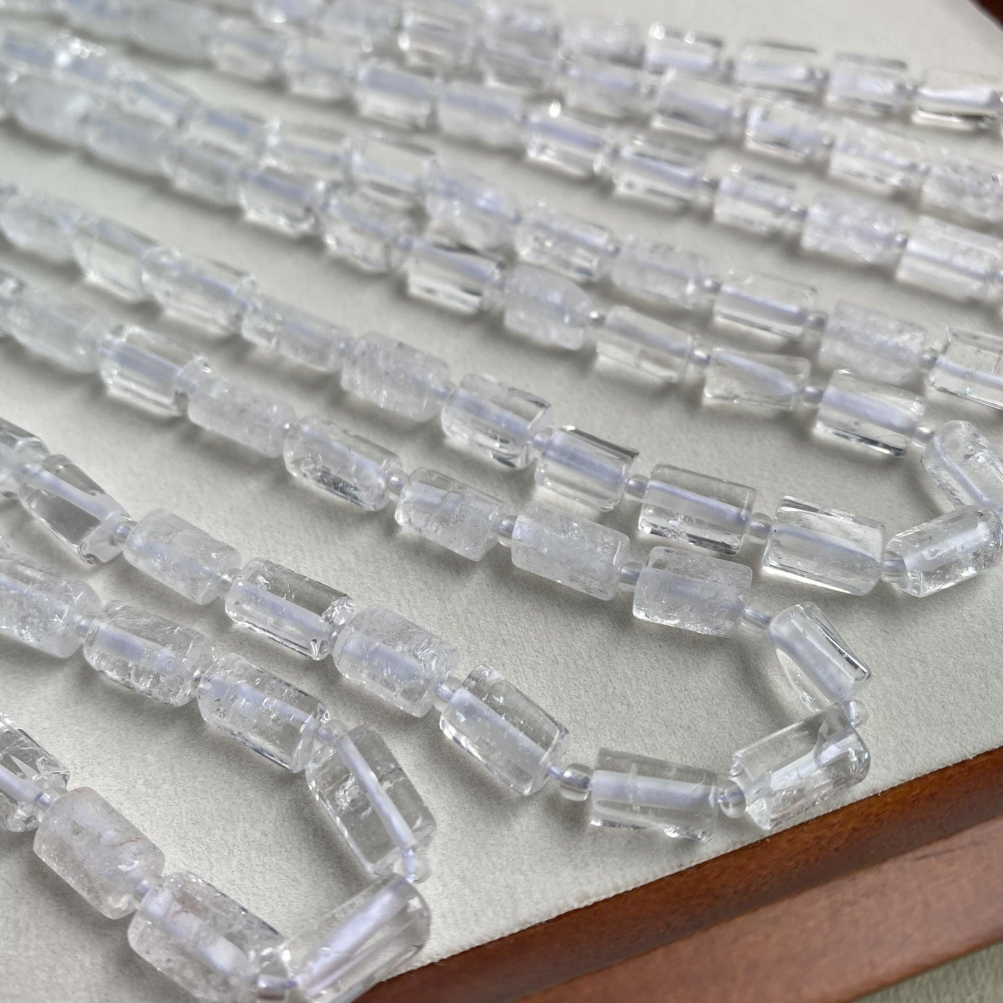 Transparente Kristallperlen 6x10mm, Naturstein Zylinder Perlen für DIY Schmuck, Weißer Quarz Bastelperlen für Armband & Kette