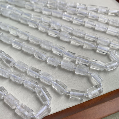 Transparente Kristallperlen 6x10mm, Naturstein Zylinder Perlen für DIY Schmuck, Weißer Quarz Bastelperlen für Armband & Kette