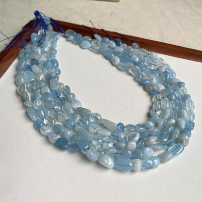 Natürliche Aquamarin Nugget Perlen, blaue Kristallsteine für Schmuckherstellung, Boho DIY Armband Halskette, große unregelmäßige Perlen