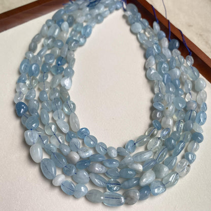 Natürliche Aquamarin Nugget Perlen, blaue Kristallsteine für Schmuckherstellung, Boho DIY Armband Halskette, große unregelmäßige Perlen
