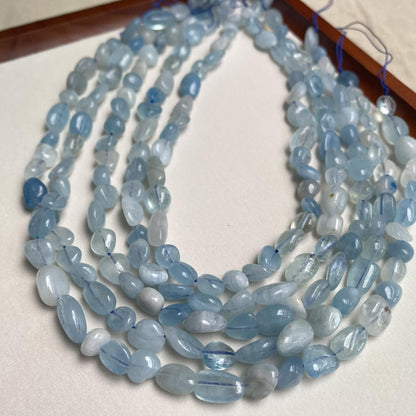 Natürliche Aquamarin Nugget Perlen, blaue Kristallsteine für Schmuckherstellung, Boho DIY Armband Halskette, große unregelmäßige Perlen
