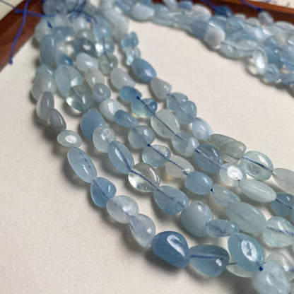 Natürliche Aquamarin Nugget Perlen, blaue Kristallsteine für Schmuckherstellung, Boho DIY Armband Halskette, große unregelmäßige Perlen