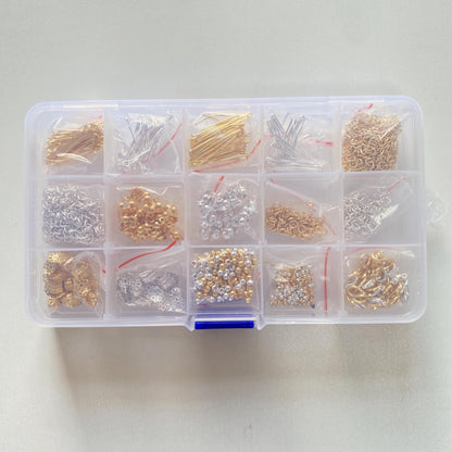 DIY Schmuckzubehör Set mit Metallteilen, Schmuckherstellung Bastelset für Armband Halskette Ohrringe, Geschenk für Anfänger Bastler
