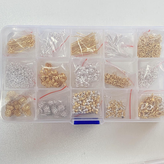 DIY Schmuckzubehör Set mit Metallteilen, Schmuckherstellung Bastelset für Armband Halskette Ohrringe, Geschenk für Anfänger Bastler