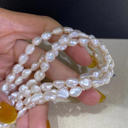 Natürliche barocke Süßwasserperlen, unregelmäßige Perlenstränge für DIY Schmuck, weiß glänzend, große Nuggets, seitlich gebohrt