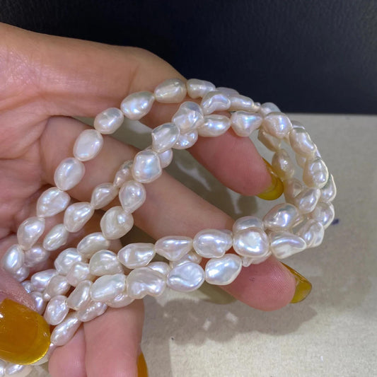 Natürliche barocke Süßwasserperlen, unregelmäßige Perlenstränge für DIY Schmuck, weiß glänzend, große Nuggets, seitlich gebohrt