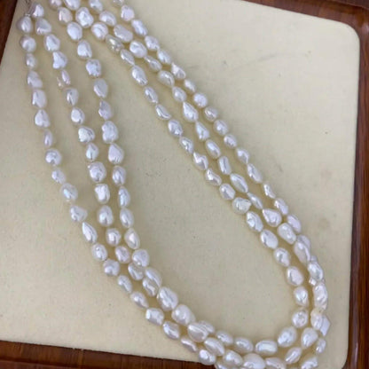 Natürliche barocke Süßwasserperlen, unregelmäßige Perlenstränge für DIY Schmuck, weiß glänzend, große Nuggets, seitlich gebohrt