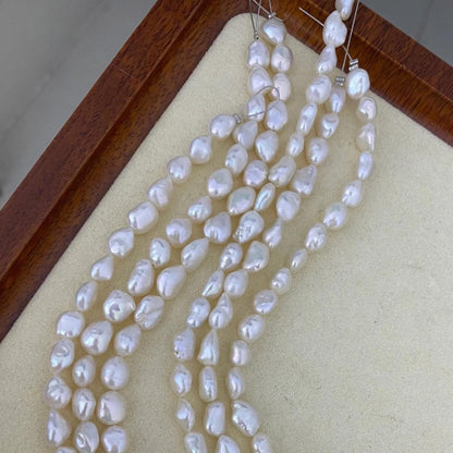Natürliche barocke Süßwasserperlen, unregelmäßige Perlenstränge für DIY Schmuck, weiß glänzend, große Nuggets, seitlich gebohrt
