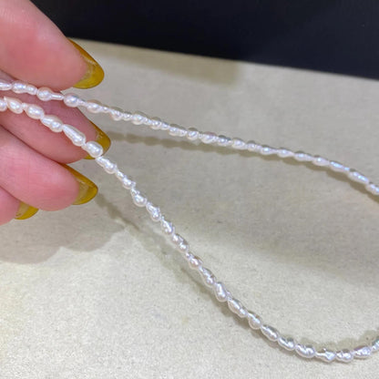 Kleine weiße Barock Süßwasserperlen, unregelmäßige Perlenstränge zum Basteln, seitlich gebohrt, DIY Schmuckzubehör, Mini Naturperlen