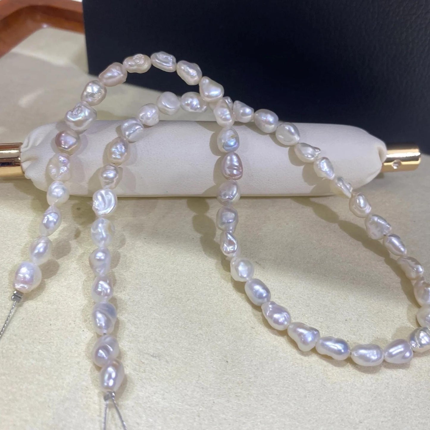 Weiße Barock Süßwasserperlen, unregelmäßige Naturperlenstränge, handgefertigte DIY Perlen, seitlich gebohrt, chunky Perlen für Schmuck