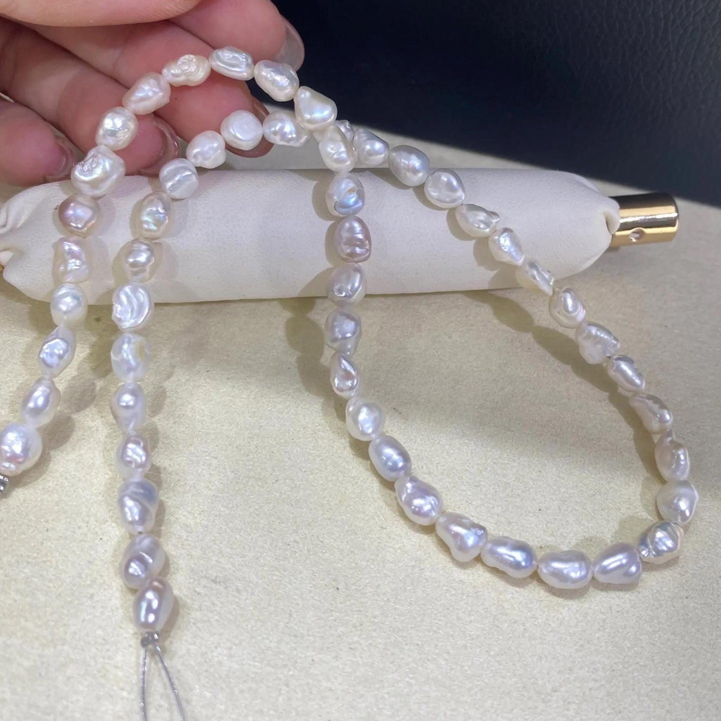 Weiße Barock Süßwasserperlen, unregelmäßige Naturperlenstränge, handgefertigte DIY Perlen, seitlich gebohrt, chunky Perlen für Schmuck