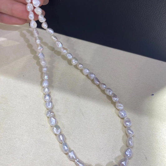 Weiße Barock Süßwasserperlen, unregelmäßige Naturperlenstränge, handgefertigte DIY Perlen, seitlich gebohrt, chunky Perlen für Schmuck