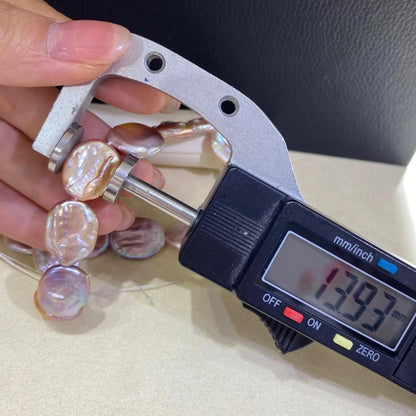 Natürliche Barock Coin Perlen, flache runde Süßwasserperlen rosa-lila, große unregelmäßige Edelsteinperlen für DIY Schmuckherstellung