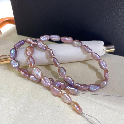 Rosa-lavendelfarbene Nugget-Perlen – Natur Süßwasserperlen mit irisierendem Glanz, handverlesene DIY Perlenkette für Schmuckherstellung
