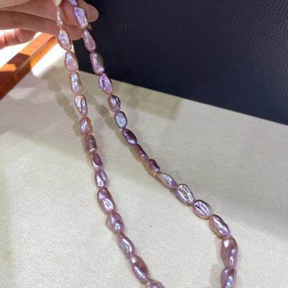 Rosa-lavendelfarbene Nugget-Perlen – Natur Süßwasserperlen mit irisierendem Glanz, handverlesene DIY Perlenkette für Schmuckherstellung