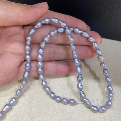 Gefärbte graue Süßwasser-Barockperlen, unregelmäßige Nugget-Perlen, Natur-Perlenstrang für DIY Schmuckherstellung und Handarbeiten