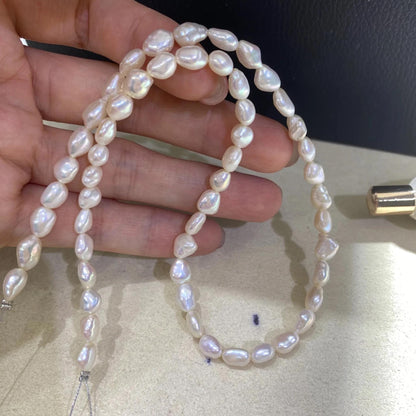 Natürliche barocke Süßwasserperlen, silberweiße unregelmäßige Nuggets für DIY Schmuck, seitlich gebohrte Perlenstränge, Bastelmaterial