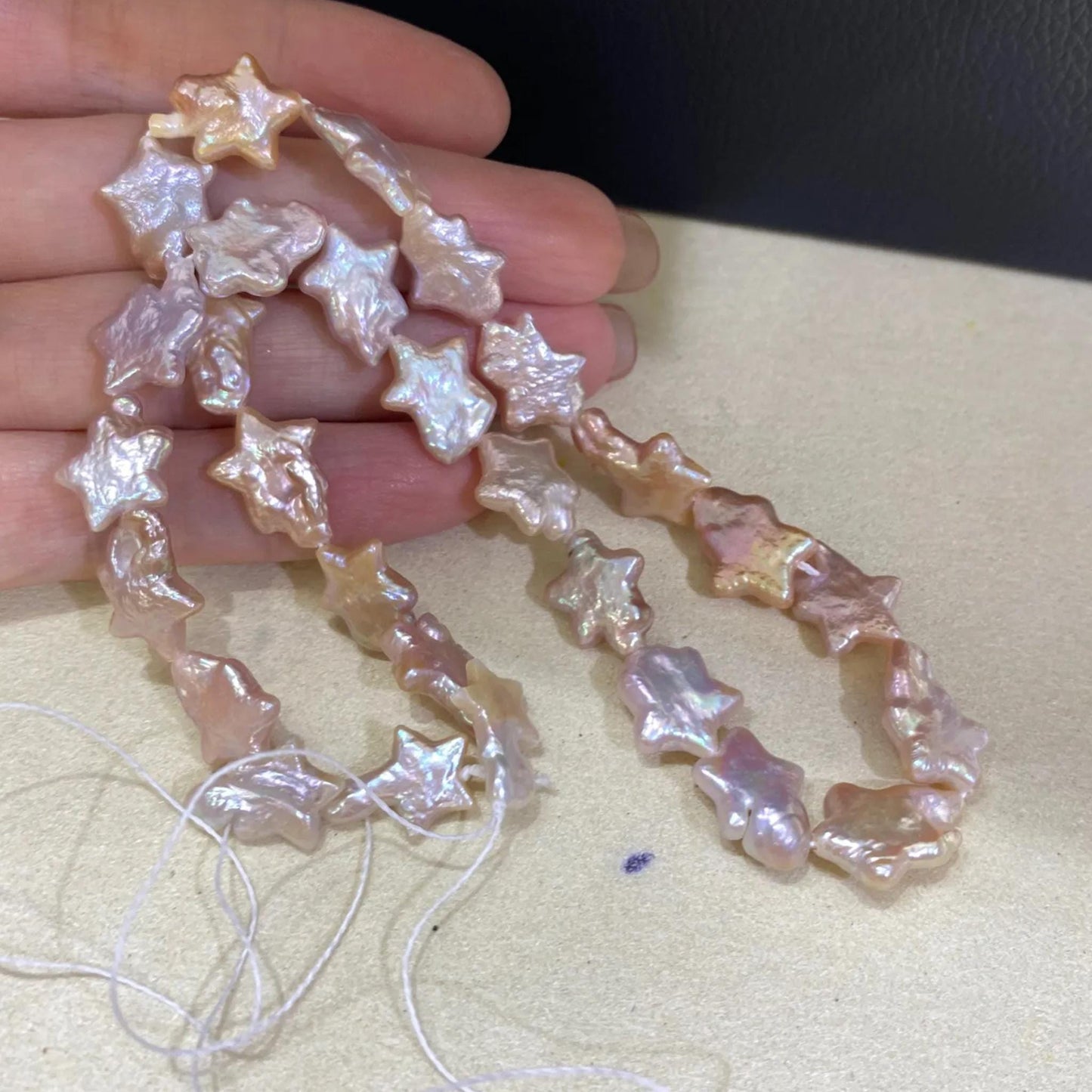 Handgefertigter Strang rosa Sternform Süßwasserperlen unregelmäßige Barockperlen lose Perlen für DIY Schmuck Halsketten Armbänder