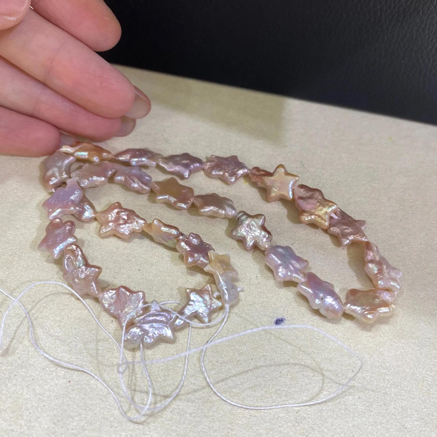 Handgefertigter Strang rosa Sternform Süßwasserperlen unregelmäßige Barockperlen lose Perlen für DIY Schmuck Halsketten Armbänder