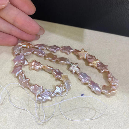 Handgefertigter Strang rosa Sternform Süßwasserperlen unregelmäßige Barockperlen lose Perlen für DIY Schmuck Halsketten Armbänder