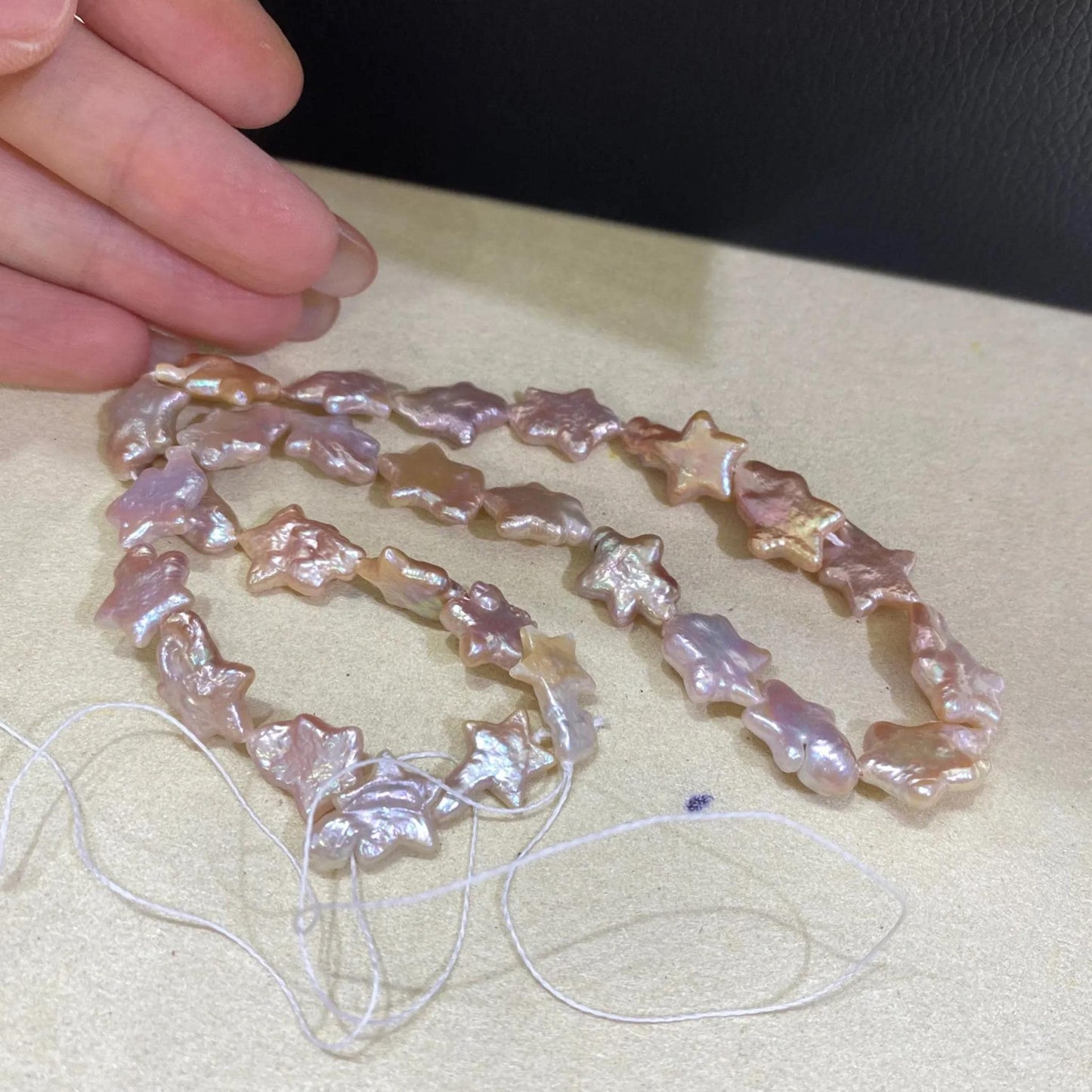 Handgefertigter Strang rosa Sternform Süßwasserperlen unregelmäßige Barockperlen lose Perlen für DIY Schmuck Halsketten Armbänder