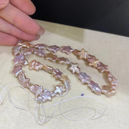 Handgefertigter Strang rosa Sternform Süßwasserperlen unregelmäßige Barockperlen lose Perlen für DIY Schmuck Halsketten Armbänder