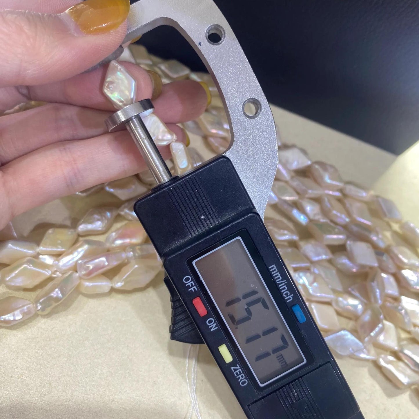 Handgefertigter Strang Champagnerfarben Diamantform Süßwasserperlen Barockperlen lose Perlen für DIY Schmuck Halsketten Armbänder Ohrringe