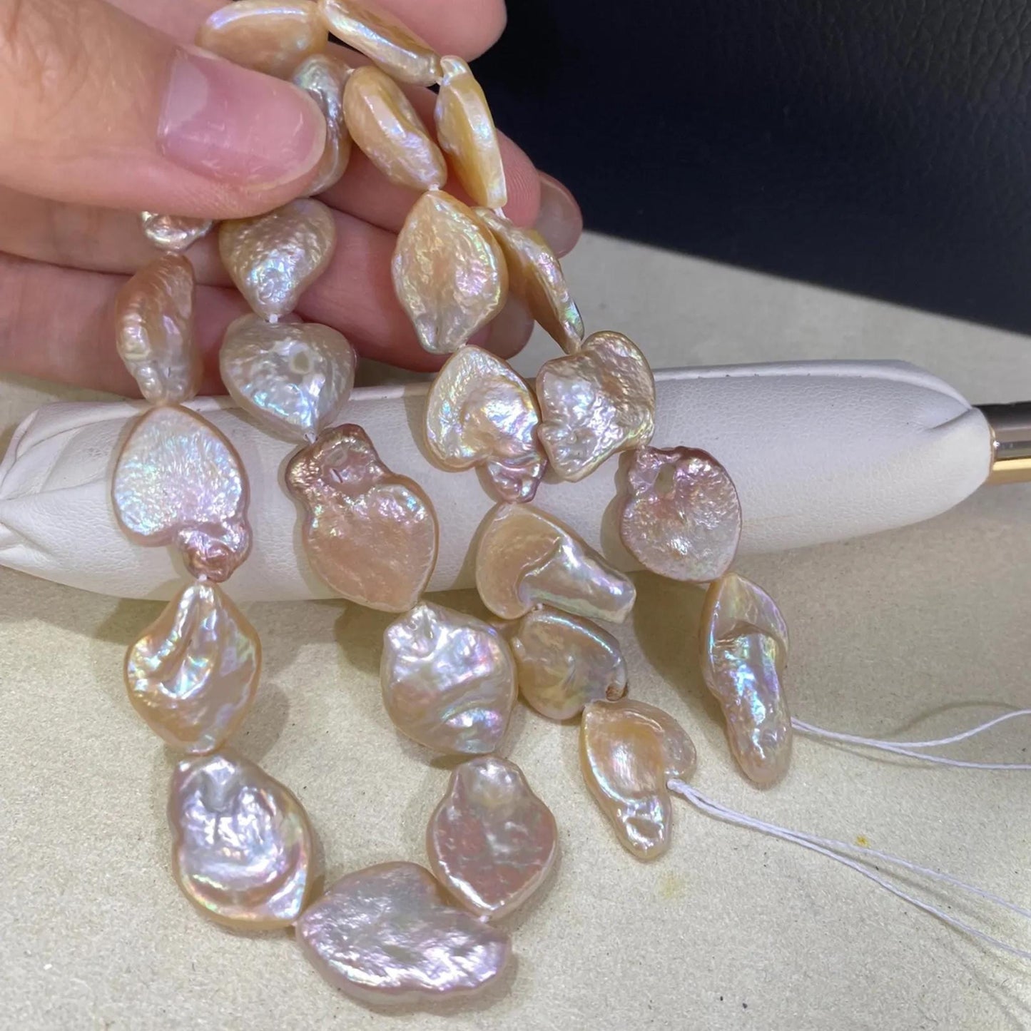 Handgemachte Irreguläre Pfirsich-Pink Süßwasserperlen Strang, Unregelmäßige Natürliche Perlen für Schmuckherstellung, Chunky Nugget Beads