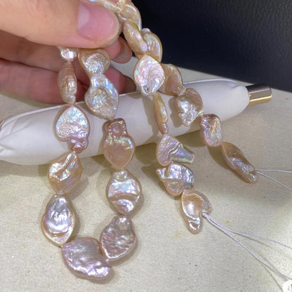 Handgemachte Irreguläre Pfirsich-Pink Süßwasserperlen Strang, Unregelmäßige Natürliche Perlen für Schmuckherstellung, Chunky Nugget Beads