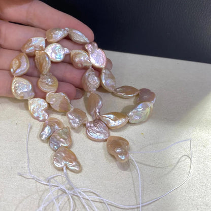 Handgemachte Irreguläre Pfirsich-Pink Süßwasserperlen Strang, Unregelmäßige Natürliche Perlen für Schmuckherstellung, Chunky Nugget Beads