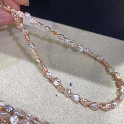 Handgemachte Unregelmäßige Pfirsich-Pink Süßwasserperlen Strang, Chunky Form Perlen für Schmuckherstellung, DIY Armband Halskette Ohrringe