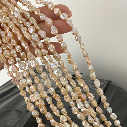 Handgemachte Unregelmäßige Pfirsich-Pink Süßwasserperlen Strang, Chunky Form Perlen für Schmuckherstellung, DIY Armband Halskette Ohrringe