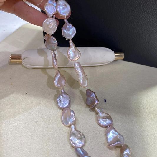 Große barocke Süßwasserperlen in Lavendel, Chunky Nugget-Perlen ca. 13mm, DIY Schmuckherstellung, Boho Bastelperlen 1 Strang