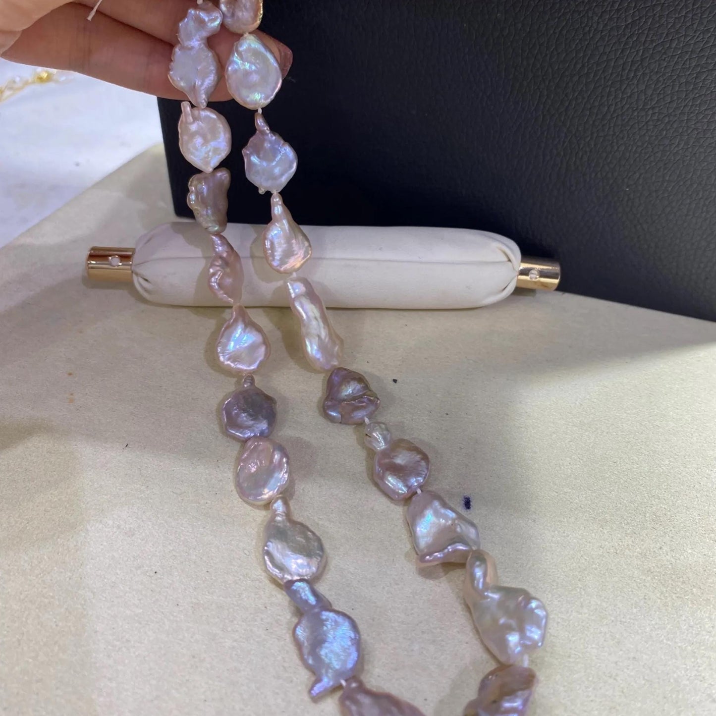 Große barocke Süßwasserperlen in Lavendel, Chunky Nugget-Perlen ca. 13mm, DIY Schmuckherstellung, Boho Bastelperlen 1 Strang