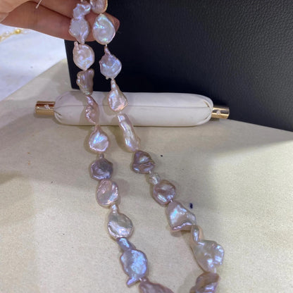 Große barocke Süßwasserperlen in Lavendel, Chunky Nugget-Perlen ca. 13mm, DIY Schmuckherstellung, Boho Bastelperlen 1 Strang