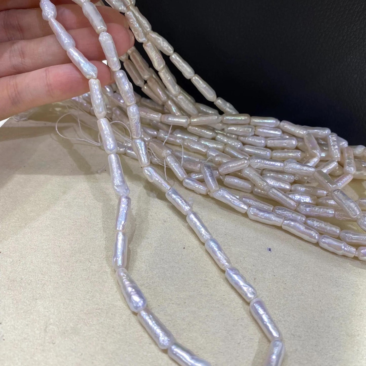 Natürliche Bambus-Süßwasserperlen, weiße längliche Perlen für DIY Schmuck, unregelmäßige Nuggetperlen