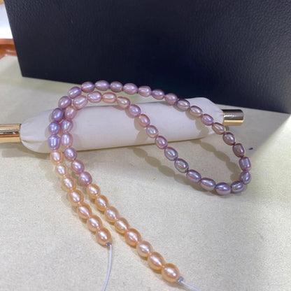 Natürliche Farbverlauf Süßwasserperlen Strang für DIY Schmuck, Reisform Perlen Lila bis Pfirsich, Oval Beads Handarbeit Basteln