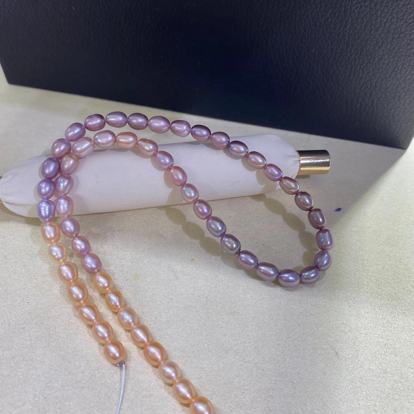 Natürliche Farbverlauf Süßwasserperlen Strang für DIY Schmuck, Reisform Perlen Lila bis Pfirsich, Oval Beads Handarbeit Basteln