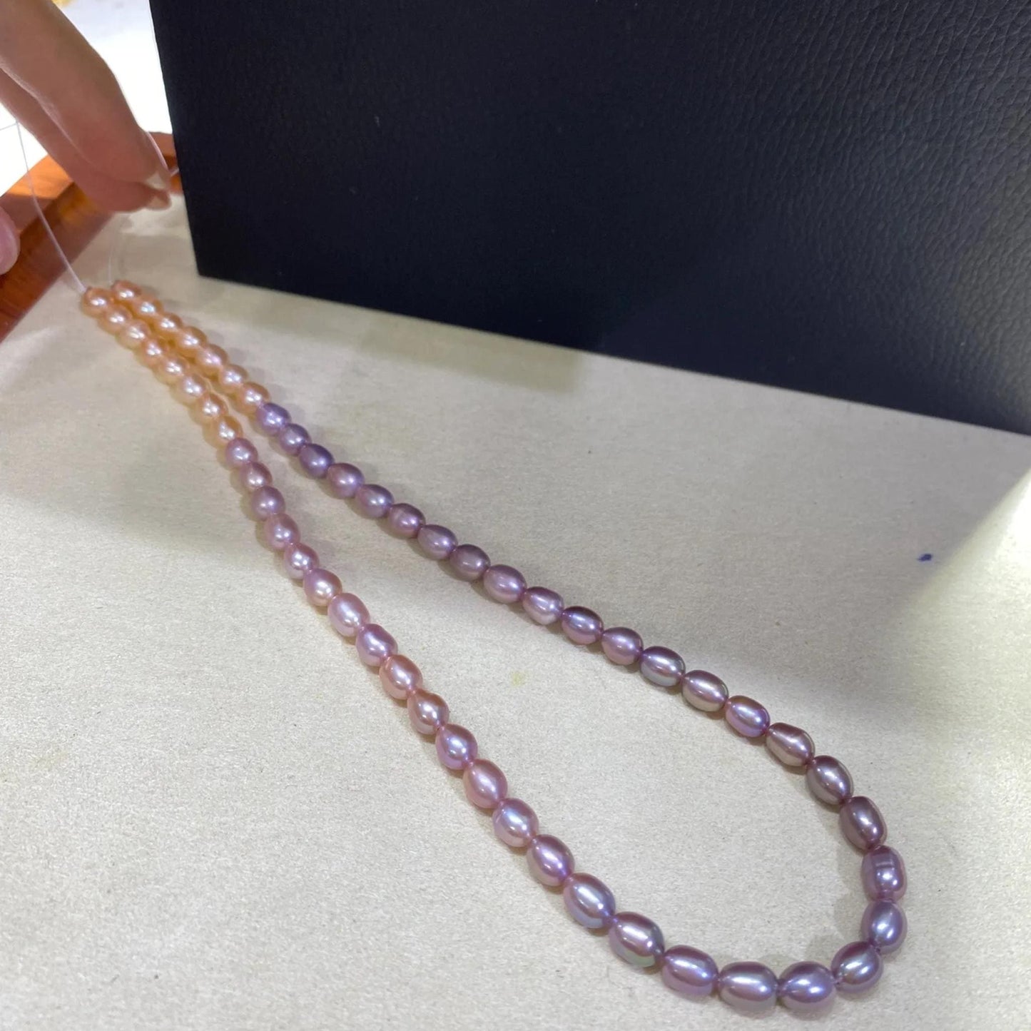 Natürliche Farbverlauf Süßwasserperlen Strang für DIY Schmuck, Reisform Perlen Lila bis Pfirsich, Oval Beads Handarbeit Basteln